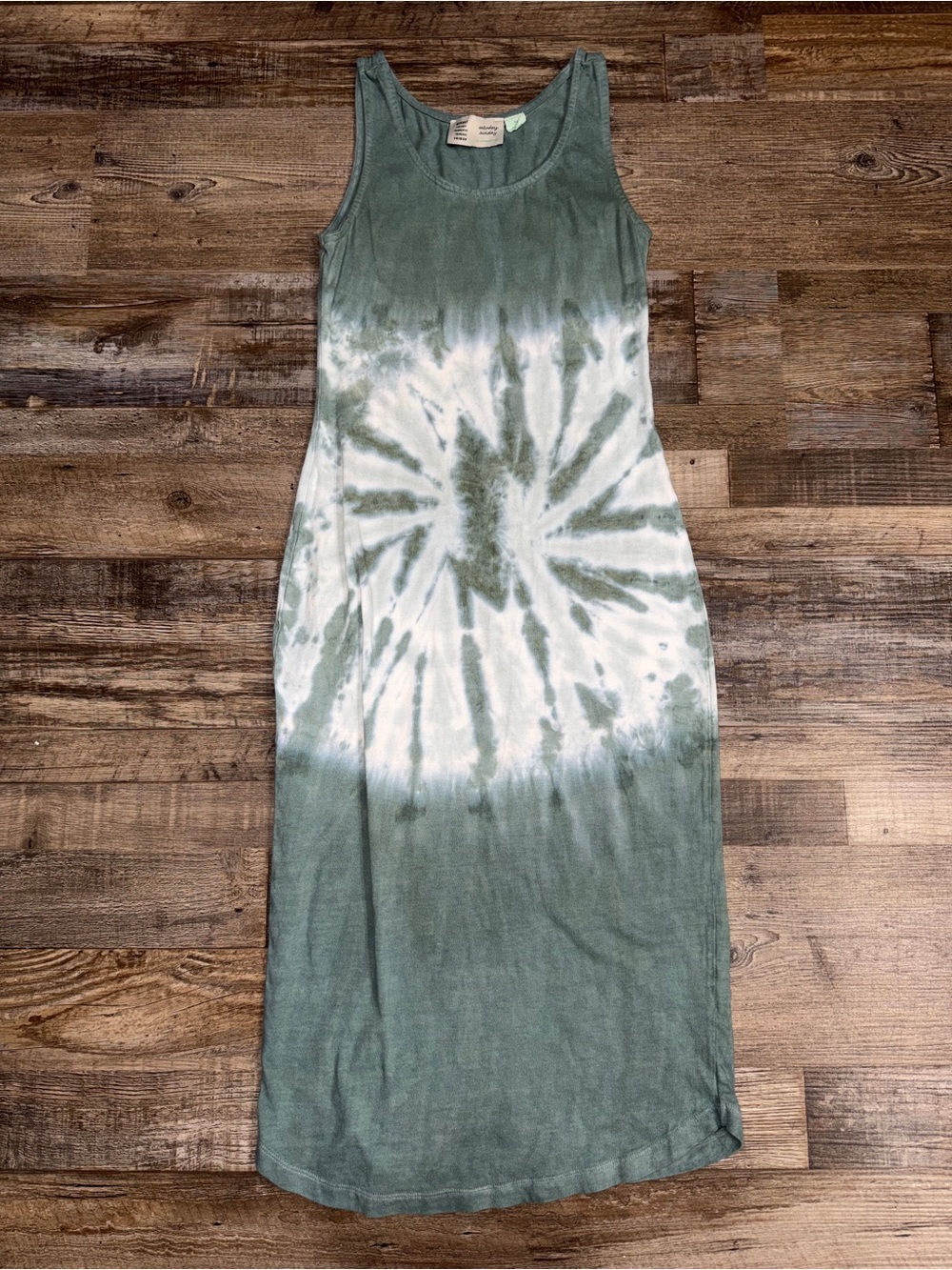 Anthropologie Saturday Sunday Tie Dye Tank Midi Dress XS Sage Green Lounge - Picture 3 of 8